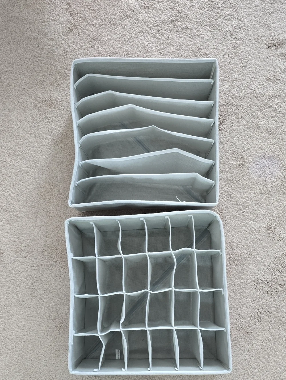 Gray Fabric Collapsible Drawer Organizer Bins for Home Storage 12×12×4 Inches